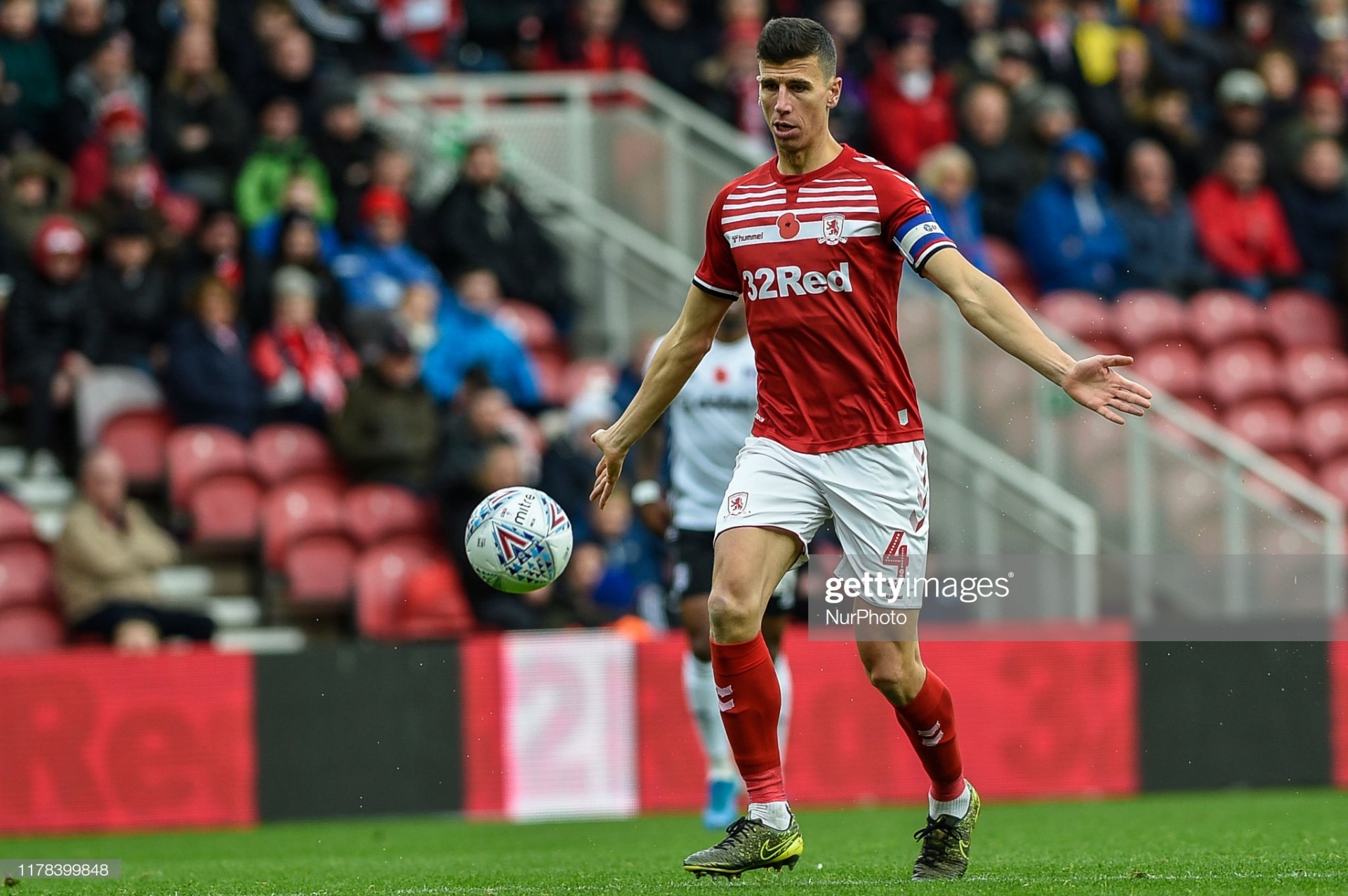 Daniel Ayala of Middlesbrough in action during the Sky Bet Championship match between Middlesbrough and Fulham at the Riverside Stadium, Middlesbrough on Saturday 26th October 2019. (Photo by Iam Burn/MI News/NurPhoto via Getty Images)